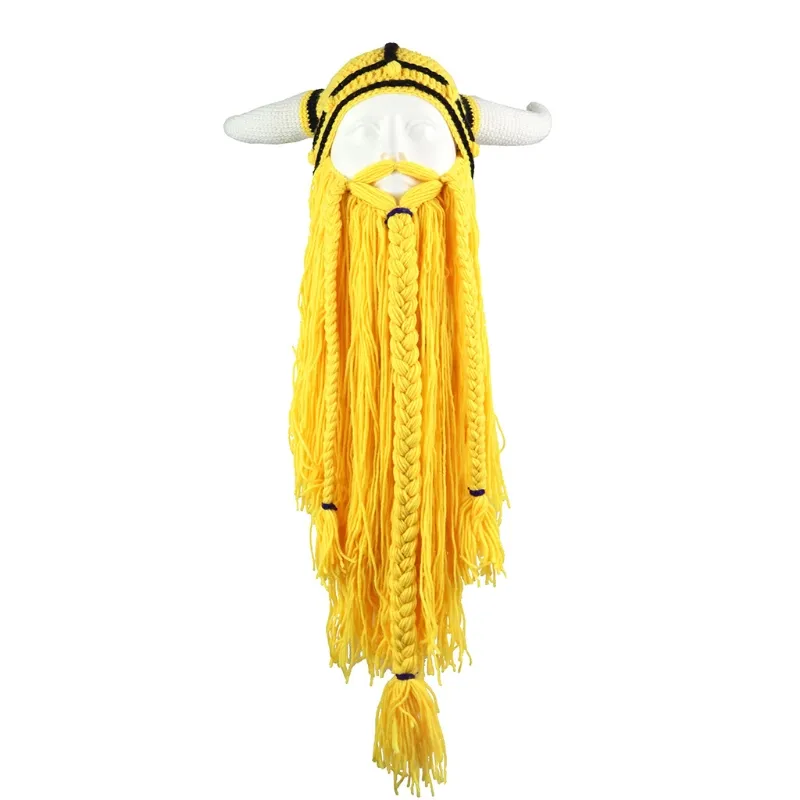 Warme Herren Damen Wintermütze Vikings Woll Mütze Strickmütze Kappe Hut Unisex