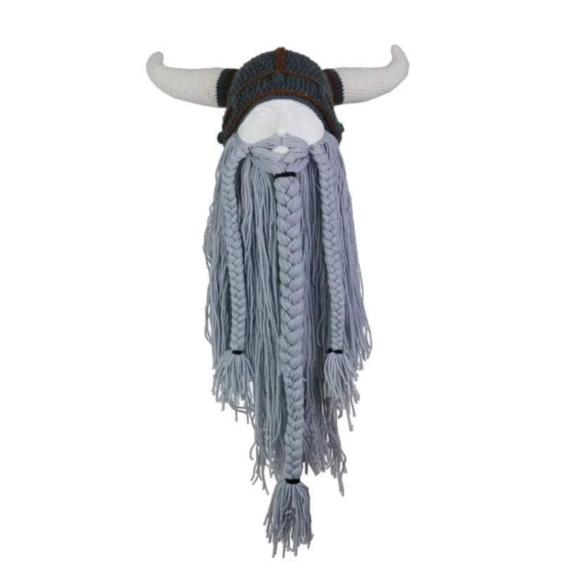 Warme Herren Damen Wintermütze Vikings Woll Mütze Strickmütze Kappe Hut Unisex