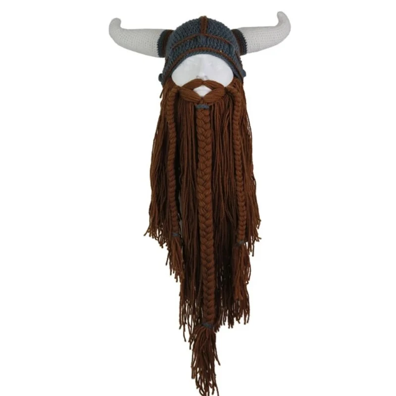 Warme Herren Damen Wintermütze Vikings Woll Mütze Strickmütze Kappe Hut Unisex