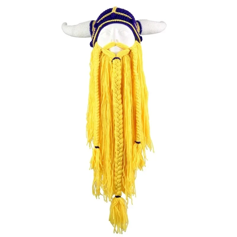 Warme Herren Damen Wintermütze Vikings Woll Mütze Strickmütze Kappe Hut Unisex