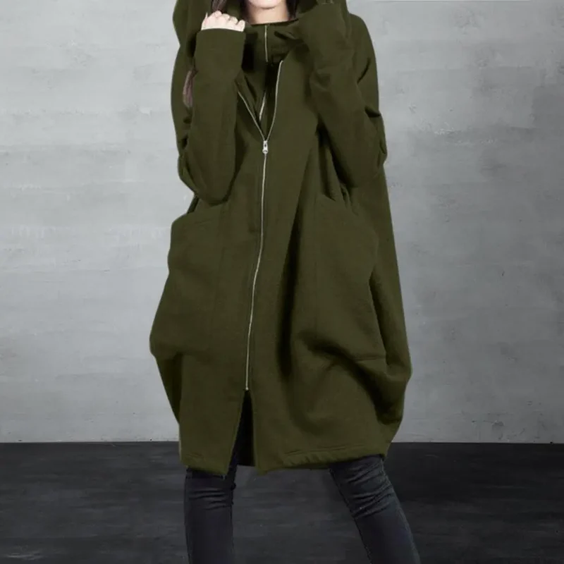 Damen Kapuzenpullover Sweatjacke Zip Hoodie Jacke Pullover Mantel Pulli Kleid