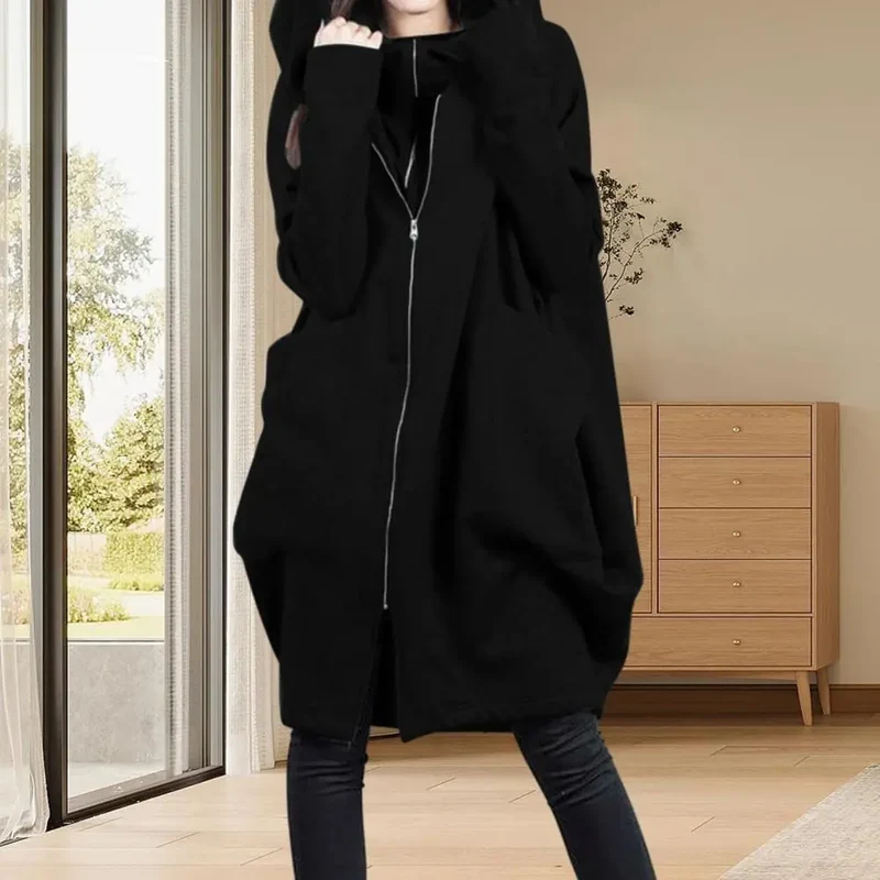 Damen Kapuzenpullover Sweatjacke Zip Hoodie Jacke Pullover Mantel Pulli Kleid