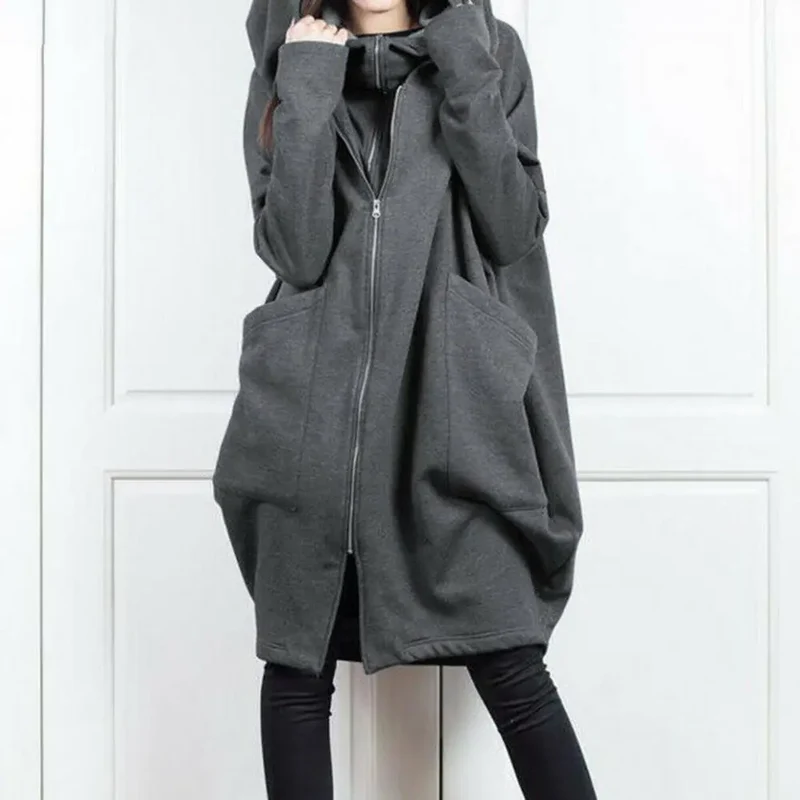 Damen Kapuzenpullover Sweatjacke Zip Hoodie Jacke Pullover Mantel Pulli Kleid
