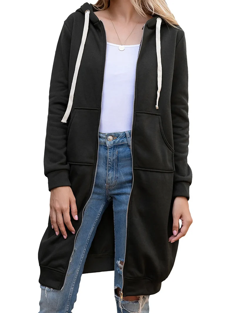 Damen Kapuzenpullover Sweatjacke Zip Hoodie Jacke Pullover Mantel Pulli Kleid