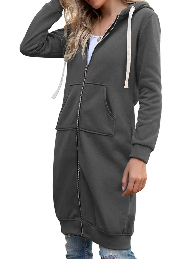 Damen Kapuzenpullover Sweatjacke Zip Hoodie Jacke Pullover Mantel Pulli Kleid
