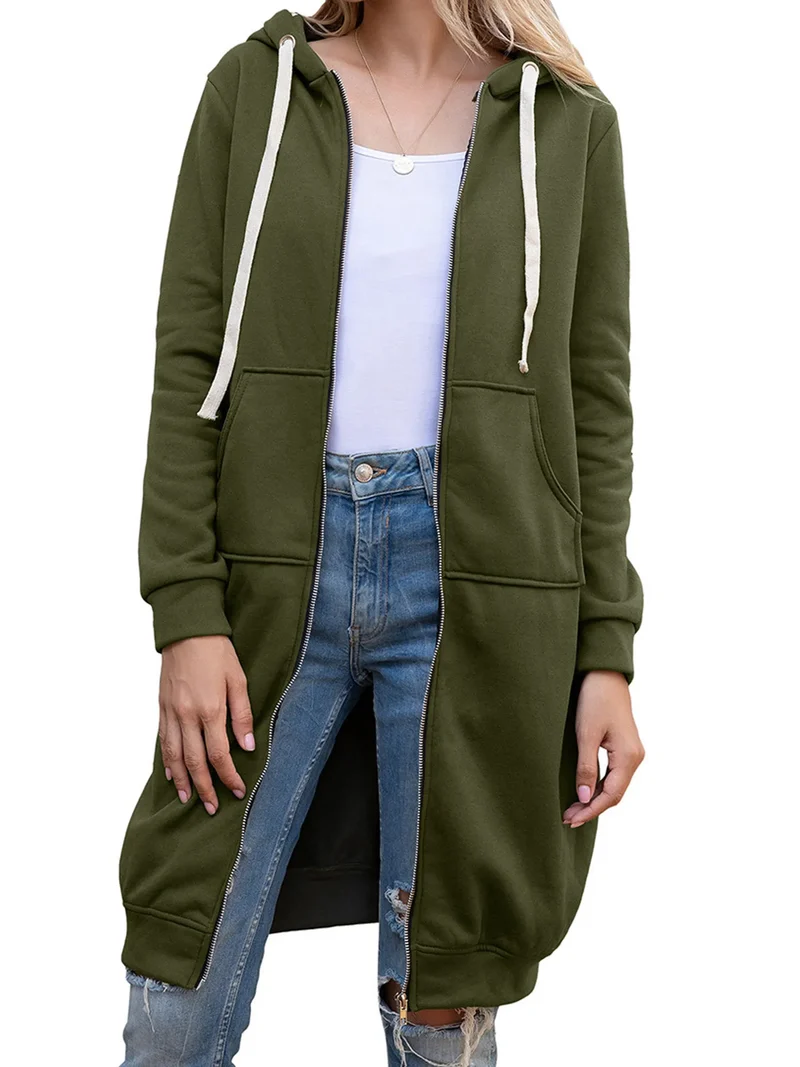 Damen Kapuzenpullover Sweatjacke Zip Hoodie Jacke Pullover Mantel Pulli Kleid
