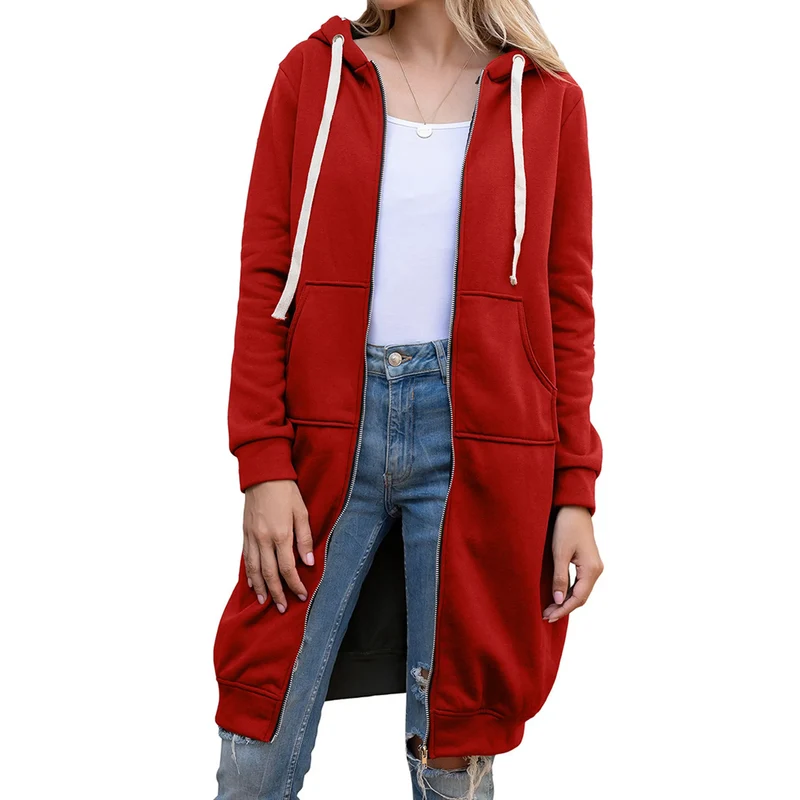 Damen Kapuzenpullover Sweatjacke Zip Hoodie Jacke Pullover Mantel Pulli Kleid