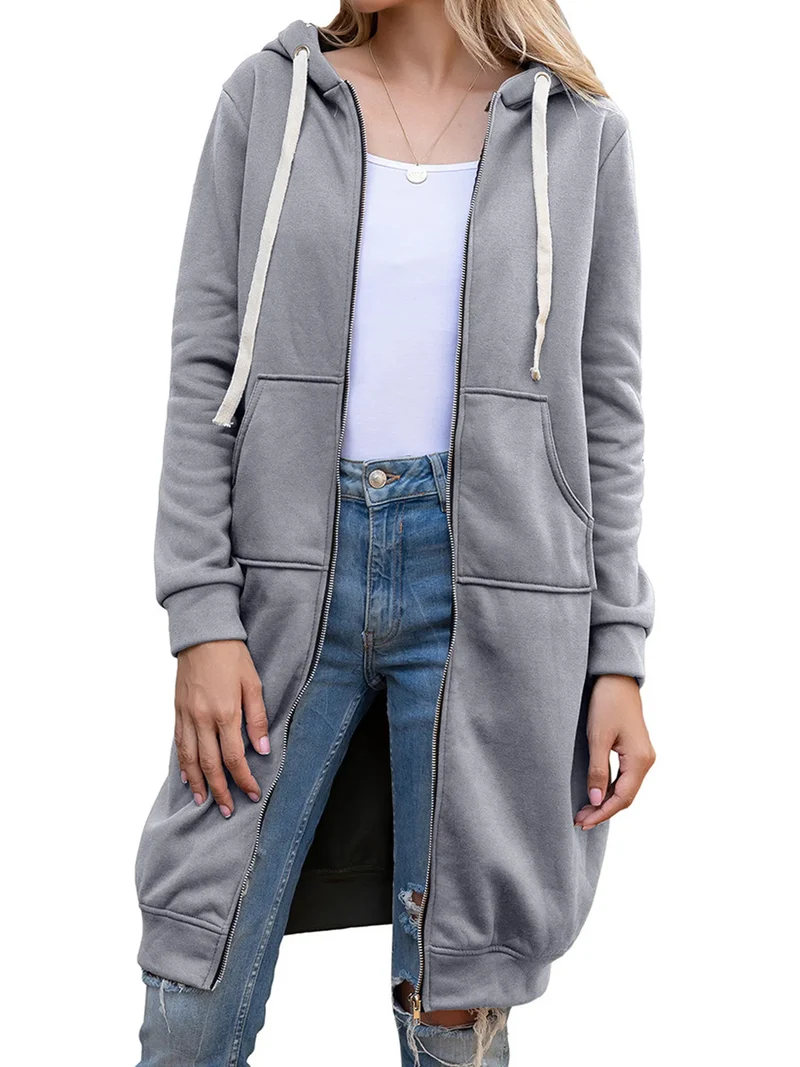 Damen Kapuzenpullover Sweatjacke Zip Hoodie Jacke Pullover Mantel Pulli Kleid