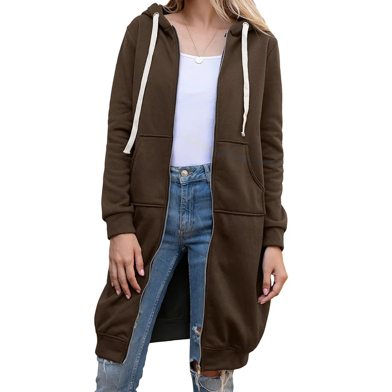 Damen Kapuzenpullover Sweatjacke Zip Hoodie Jacke Pullover Mantel Pulli Kleid