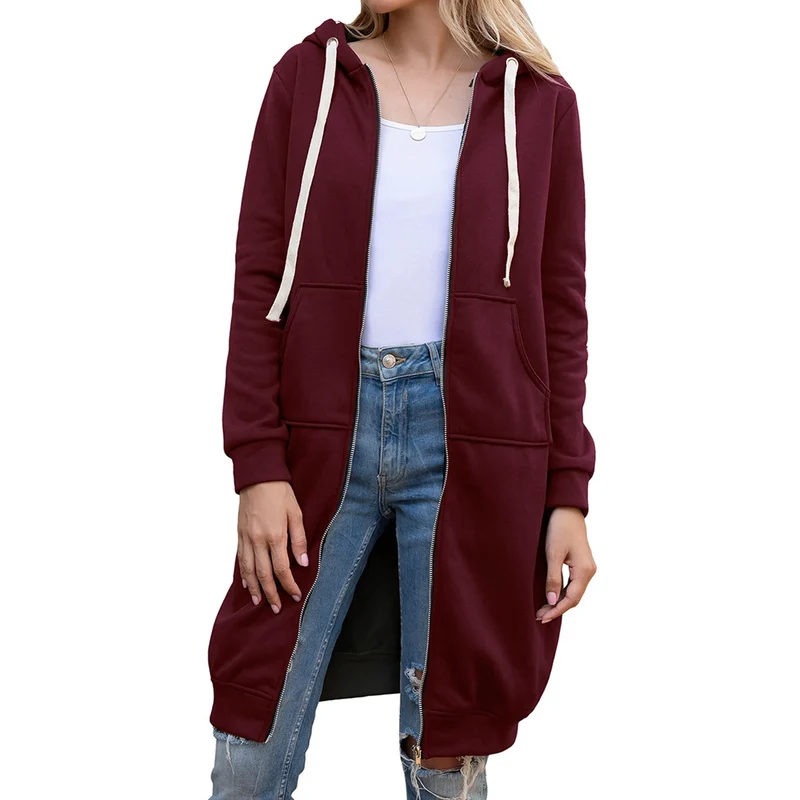 Damen Kapuzenpullover Sweatjacke Zip Hoodie Jacke Pullover Mantel Pulli Kleid