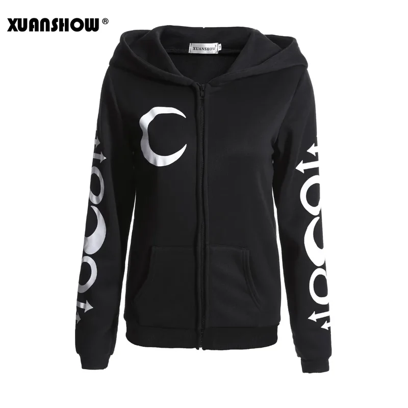 Gothic Kapuzenpullover Sweatjacke Zip Hoodie Sweatshirt Pullover Pulli Damen