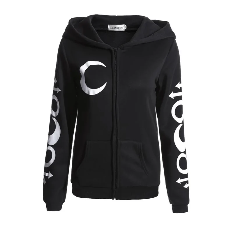Gothic Kapuzenpullover Sweatjacke Zip Hoodie Sweatshirt Pullover Pulli Damen
