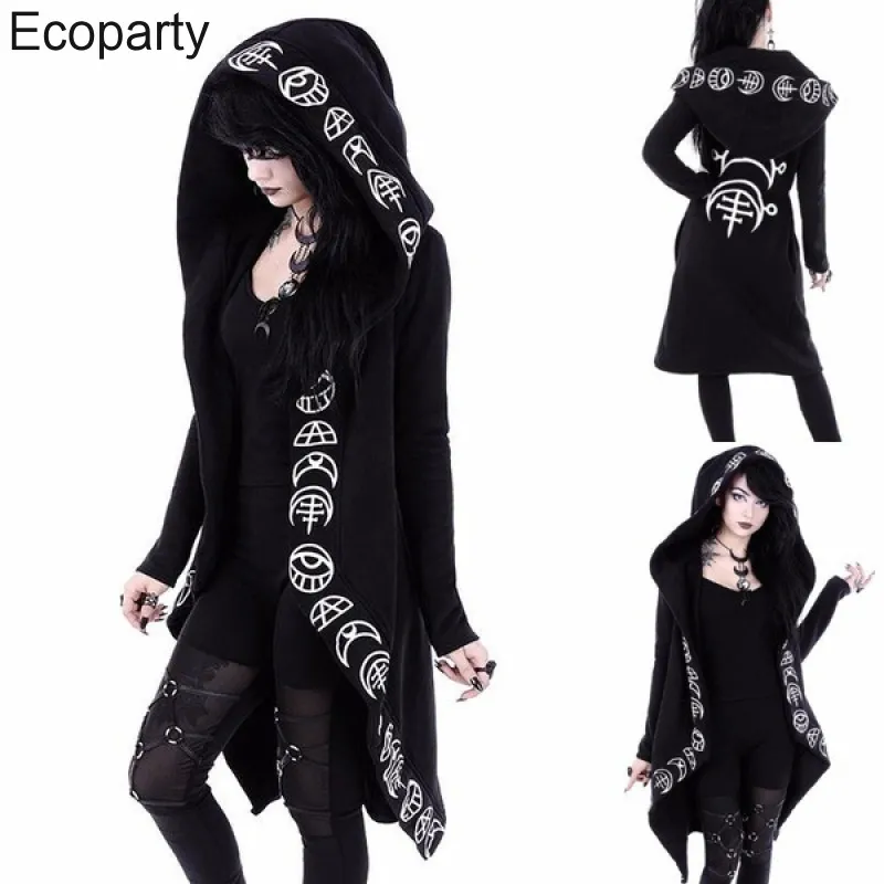 Gothic Kapuzenpullover Sweatjacke Zip Hoodie Sweatshirt Pullover Pulli Damen