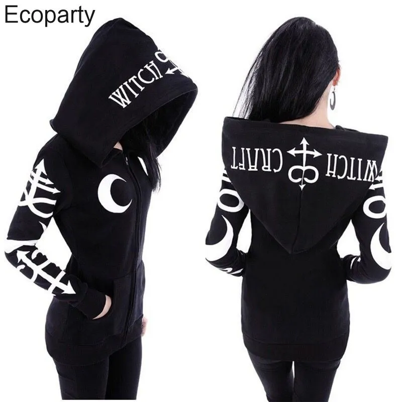 Gothic Kapuzenpullover Sweatjacke Zip Hoodie Sweatshirt Pullover Pulli Damen