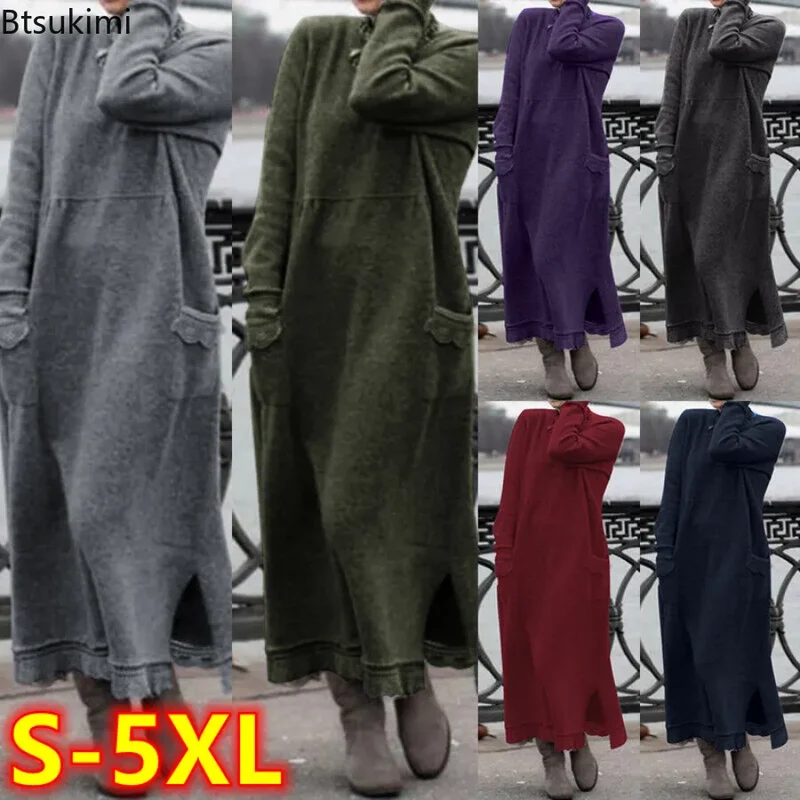 Damen Kapuzenpullover Minikleid Hoodie Sweatshirt Longtops Tunika Pullover Kleid