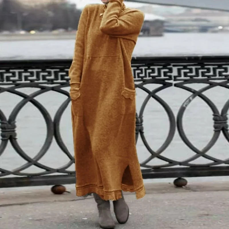 Damen Kapuzenpullover Minikleid Hoodie Sweatshirt Longtops Tunika Pullover Kleid