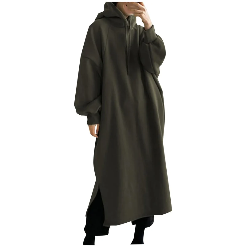Damen Kapuzenpullover Minikleid Hoodie Sweatshirt Longtops Tunika Jumper Kleid