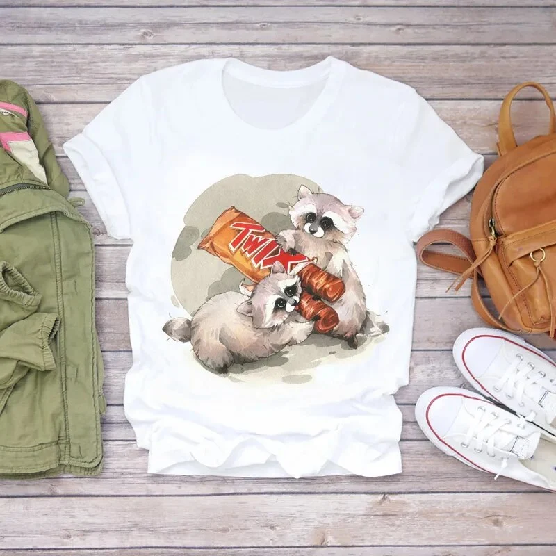 Damen Sommer Top 3D Nutella T-Shirt Rundhals Streetwear lockeres Damentop