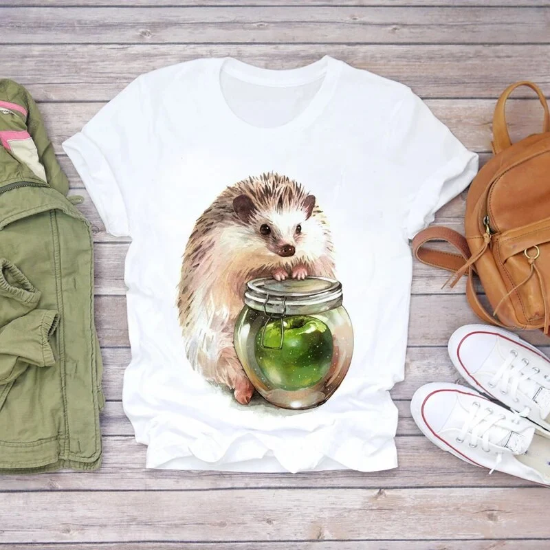 Damen Sommer Top 3D Nutella T-Shirt Rundhals Streetwear lockeres Damentop