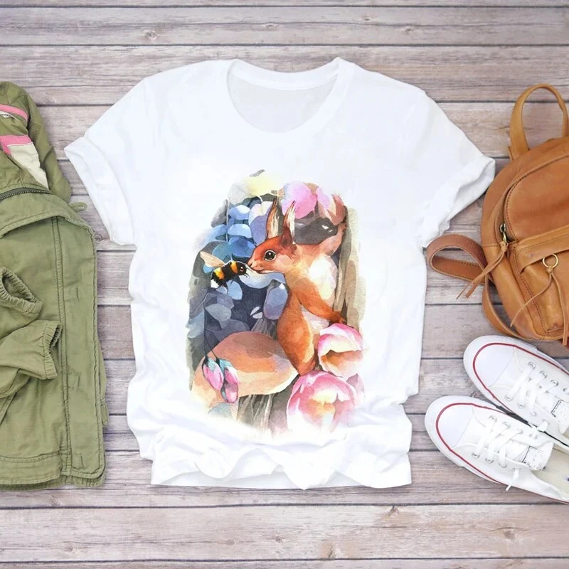Damen Sommer Top 3D Nutella T-Shirt Rundhals Streetwear lockeres Damentop