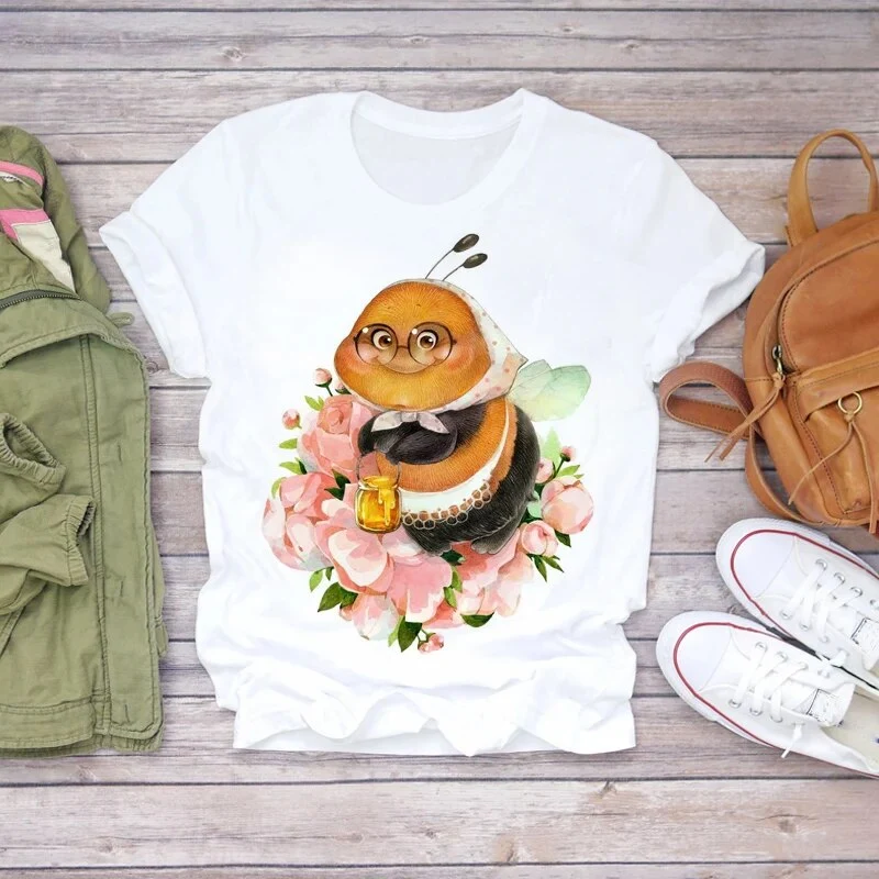 Damen Sommer Top 3D Nutella T-Shirt Rundhals Streetwear lockeres Damentop
