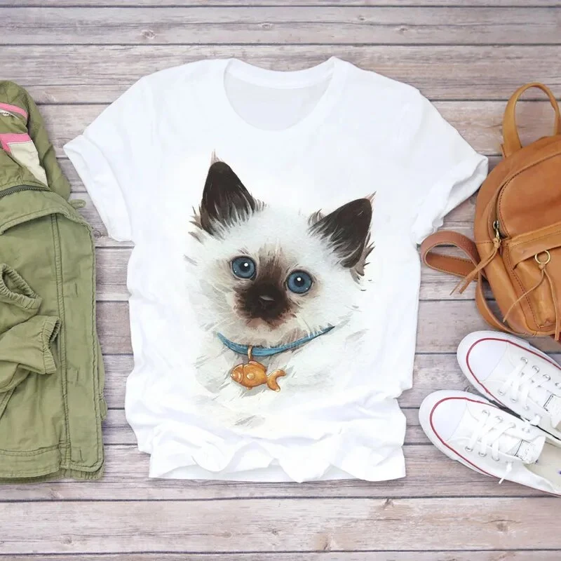 Damen Sommer Top 3D Nutella T-Shirt Rundhals Streetwear lockeres Damentop