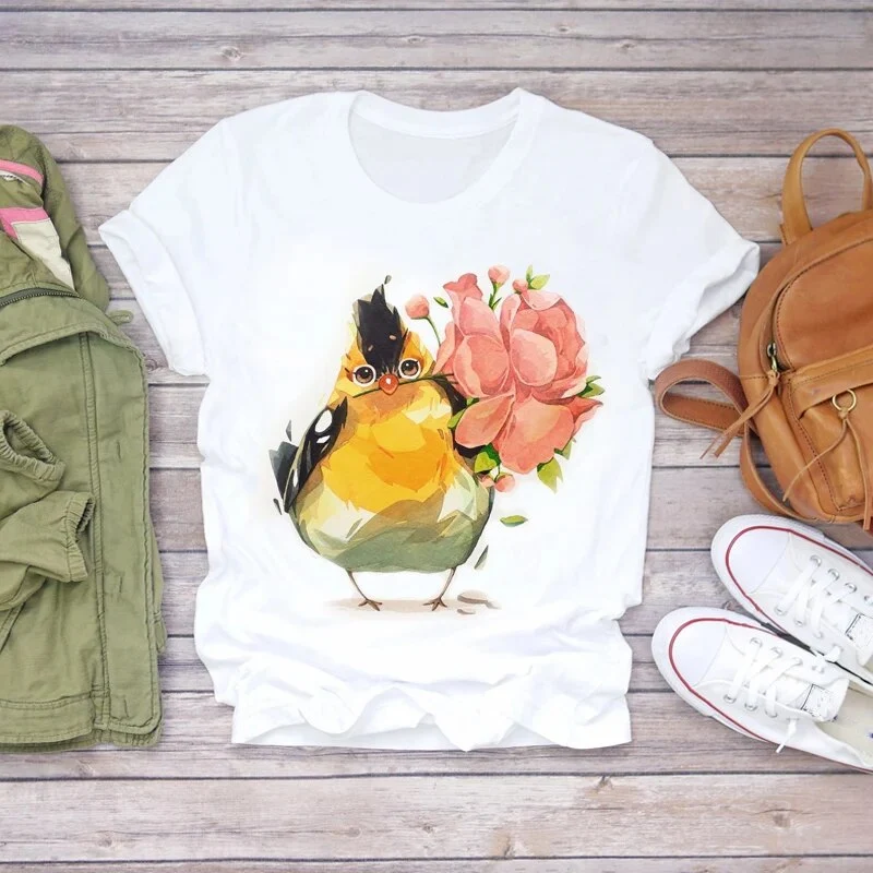 Damen Sommer Top 3D Nutella T-Shirt Rundhals Streetwear lockeres Damentop