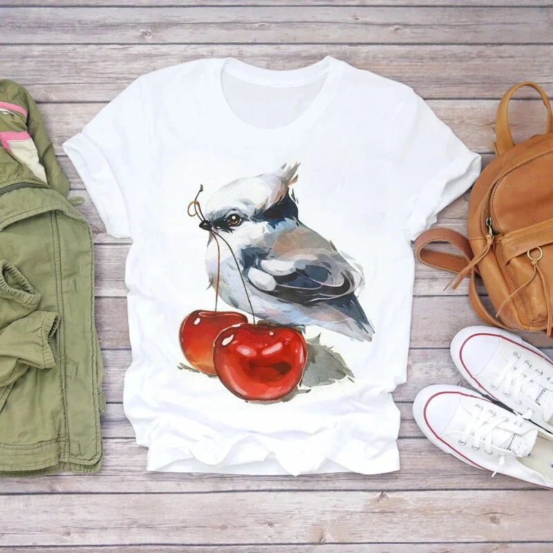 Damen Sommer Top 3D Nutella T-Shirt Rundhals Streetwear lockeres Damentop