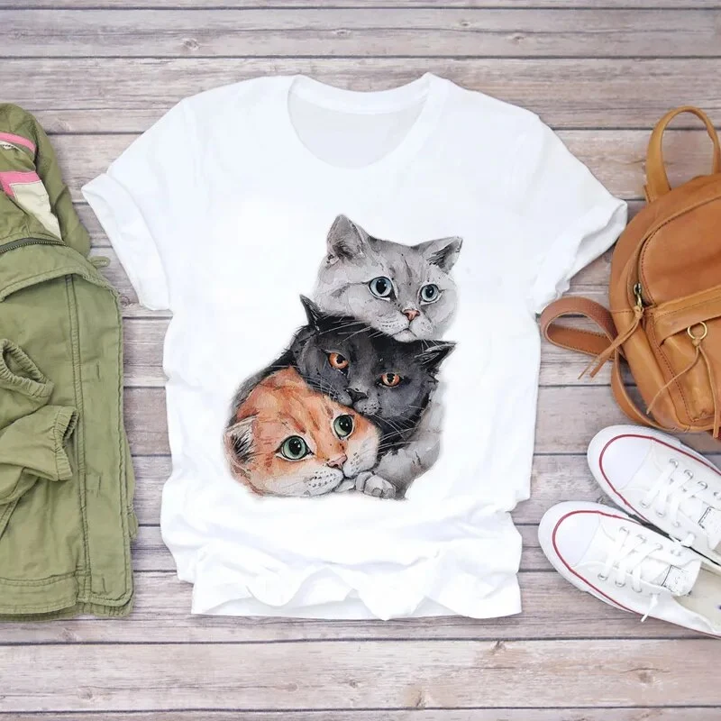 Damen Sommer Top 3D Nutella T-Shirt Rundhals Streetwear lockeres Damentop