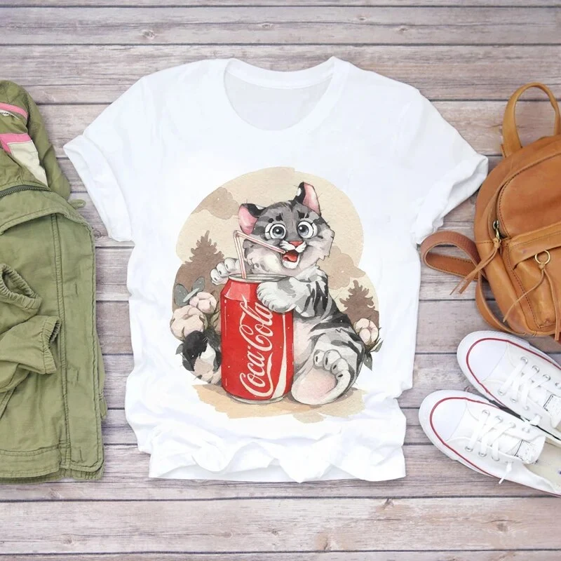 Damen Sommer Top 3D Nutella T-Shirt Rundhals Streetwear lockeres Damentop
