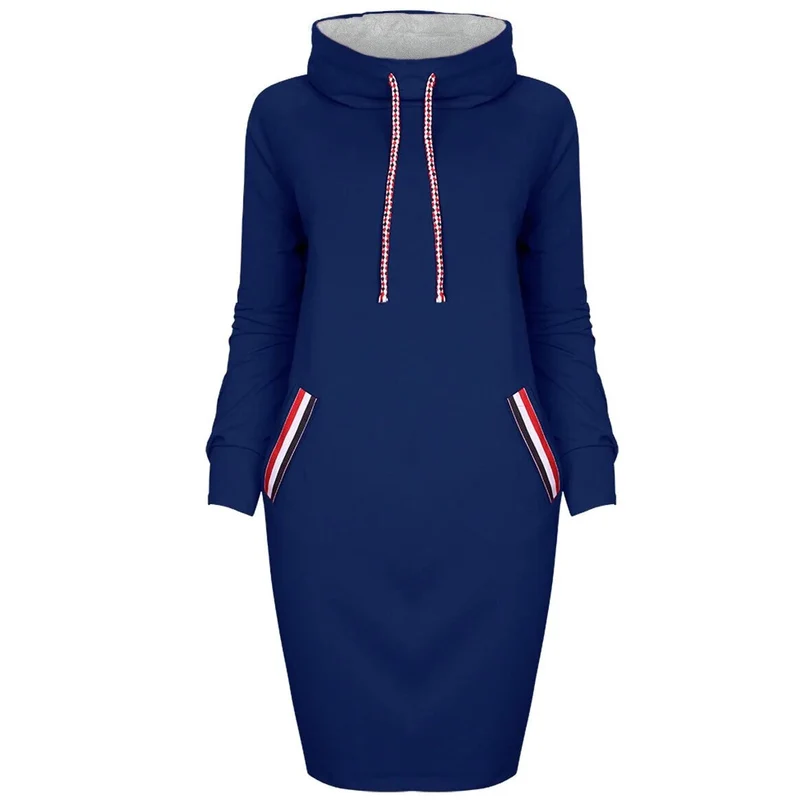 Frauen Langarm Minikleid Kapuzenpullover Kleid Hoodie Sweatshirt Sweatkleid