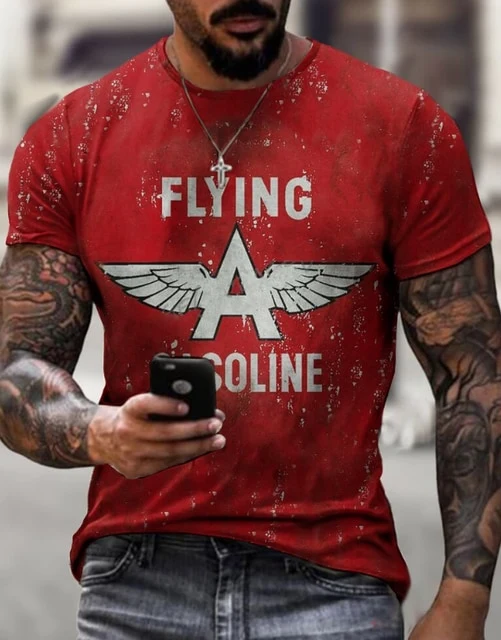 Fashion Herren Vintage Motorsport 3D T-Shirt Rundhals Unisex Sommer Streetwear