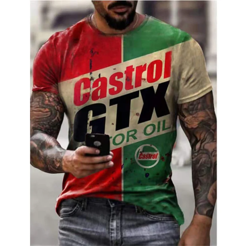 Fashion Herren Vintage Motorsport 3D T-Shirt Rundhals Unisex Sommer Streetwear