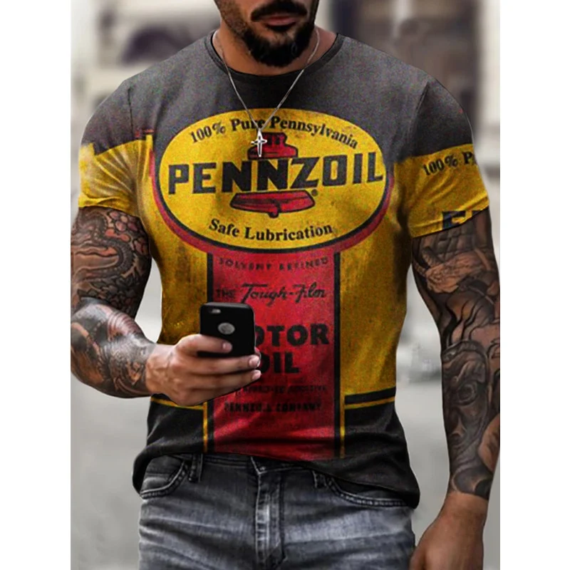 Fashion Herren Vintage Motorsport 3D T-Shirt Rundhals Unisex Sommer Streetwear