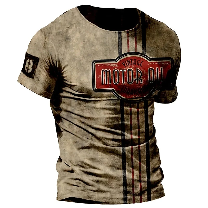 Fashion Herren Vintage Motorsport 3D T-Shirt Rundhals Unisex Sommer Streetwear