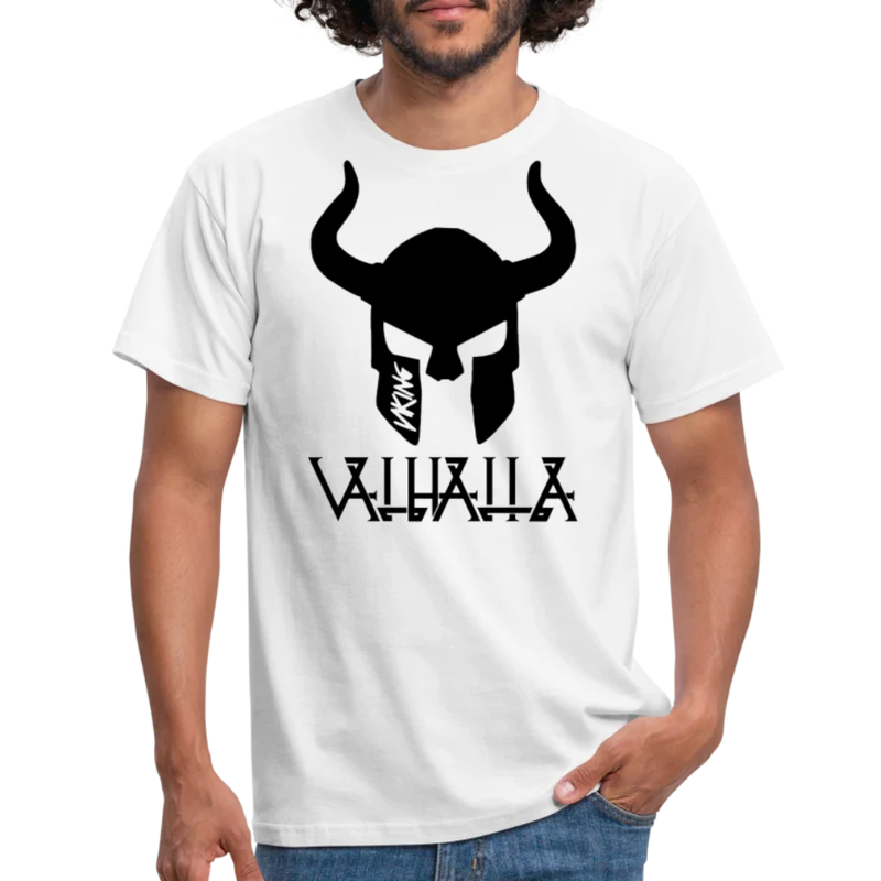 Herren Fashion Vikings Valhalla T-Shirt Rundhals Unisex 100% Baumwolle Streetwear