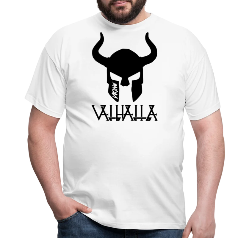 Herren Fashion Vikings Valhalla T-Shirt Rundhals Unisex 100% Baumwolle Streetwear
