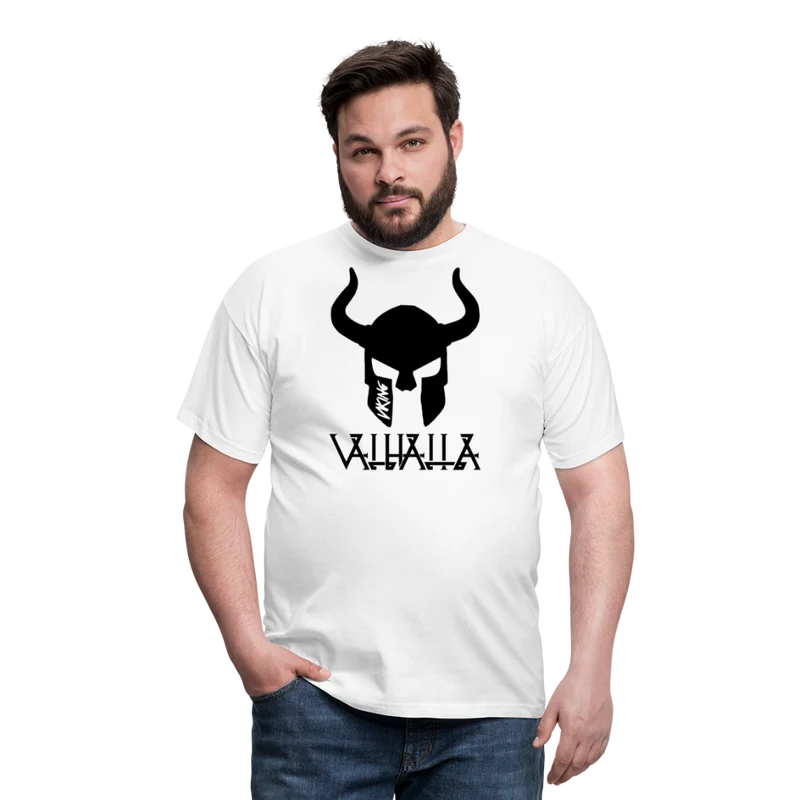 Herren Fashion Vikings Valhalla T-Shirt Rundhals Unisex 100% Baumwolle Streetwear