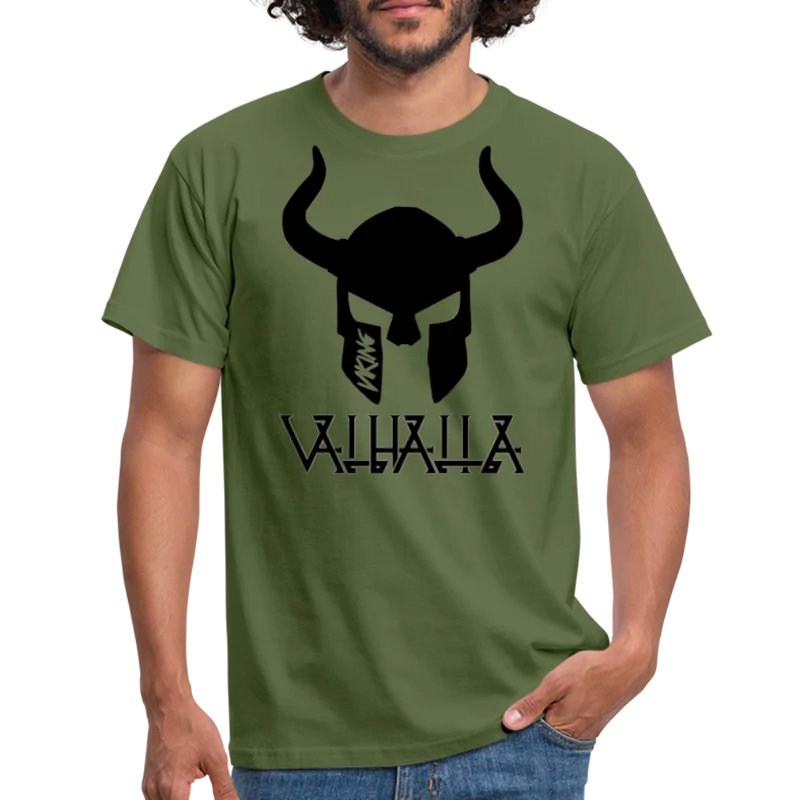 Herren Fashion Vikings Valhalla T-Shirt Rundhals Unisex 100% Baumwolle Streetwear