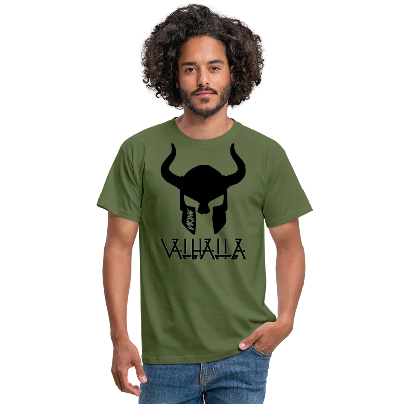 Herren Fashion Vikings Valhalla T-Shirt Rundhals Unisex 100% Baumwolle Streetwear