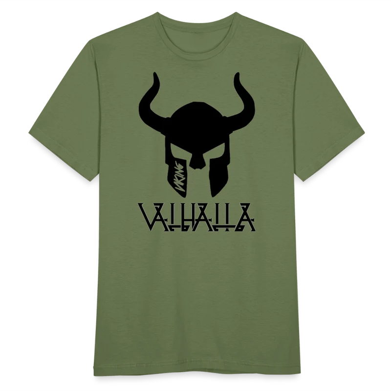 Herren Fashion Vikings Valhalla T-Shirt Rundhals Unisex 100% Baumwolle Streetwear