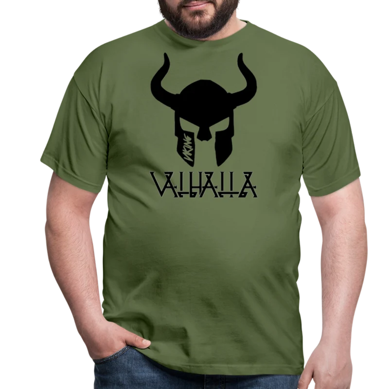 Herren Fashion Vikings Valhalla T-Shirt Rundhals Unisex 100% Baumwolle Streetwear