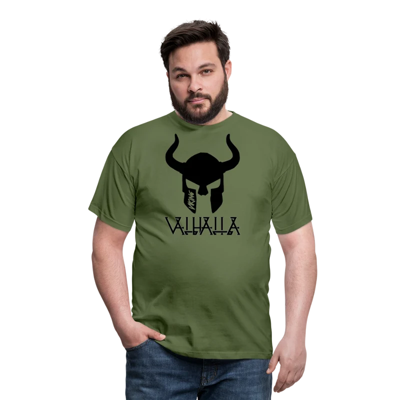 Herren Fashion Vikings Valhalla T-Shirt Rundhals Unisex 100% Baumwolle Streetwear