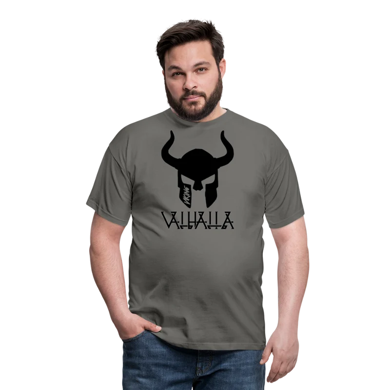 Herren Fashion Vikings Valhalla T-Shirt Rundhals Unisex 100% Baumwolle Streetwear