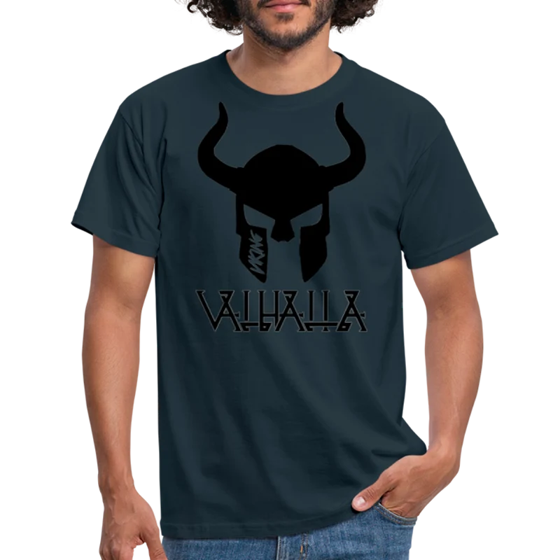 Herren Fashion Vikings Valhalla T-Shirt Rundhals Unisex 100% Baumwolle Streetwear