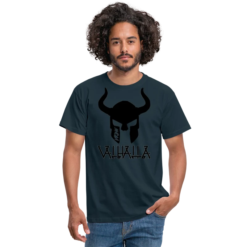 Herren Fashion Vikings Valhalla T-Shirt Rundhals Unisex 100% Baumwolle Streetwear