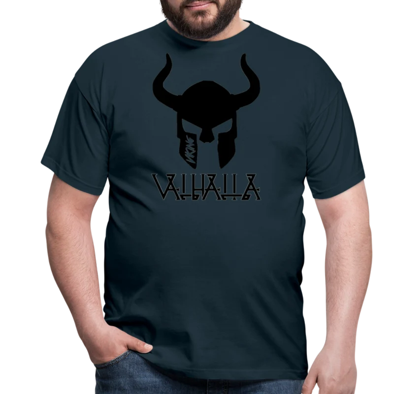 Herren Fashion Vikings Valhalla T-Shirt Rundhals Unisex 100% Baumwolle Streetwear