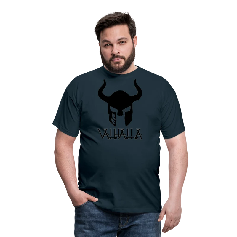 Herren Fashion Vikings Valhalla T-Shirt Rundhals Unisex 100% Baumwolle Streetwear