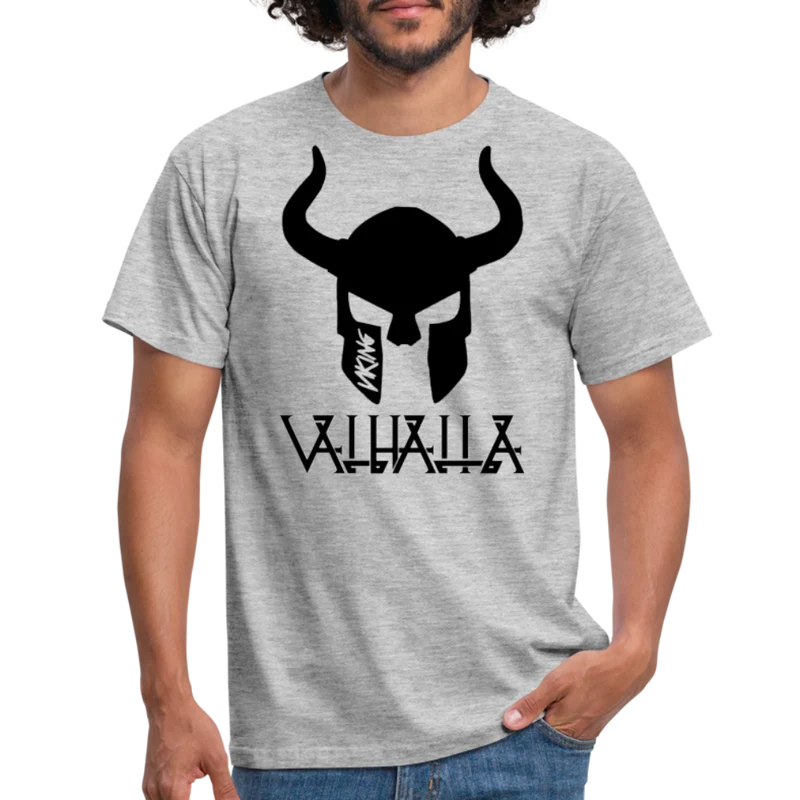 Herren Fashion Vikings Valhalla T-Shirt Rundhals Unisex 100% Baumwolle Streetwear