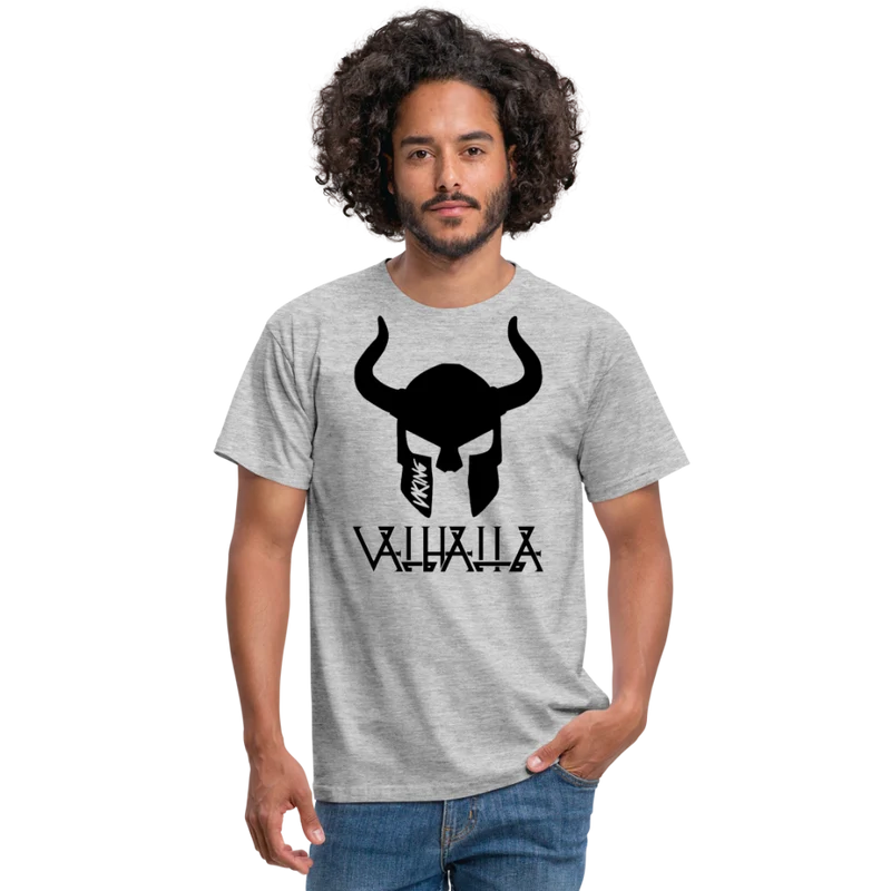Herren Fashion Vikings Valhalla T-Shirt Rundhals Unisex 100% Baumwolle Streetwear